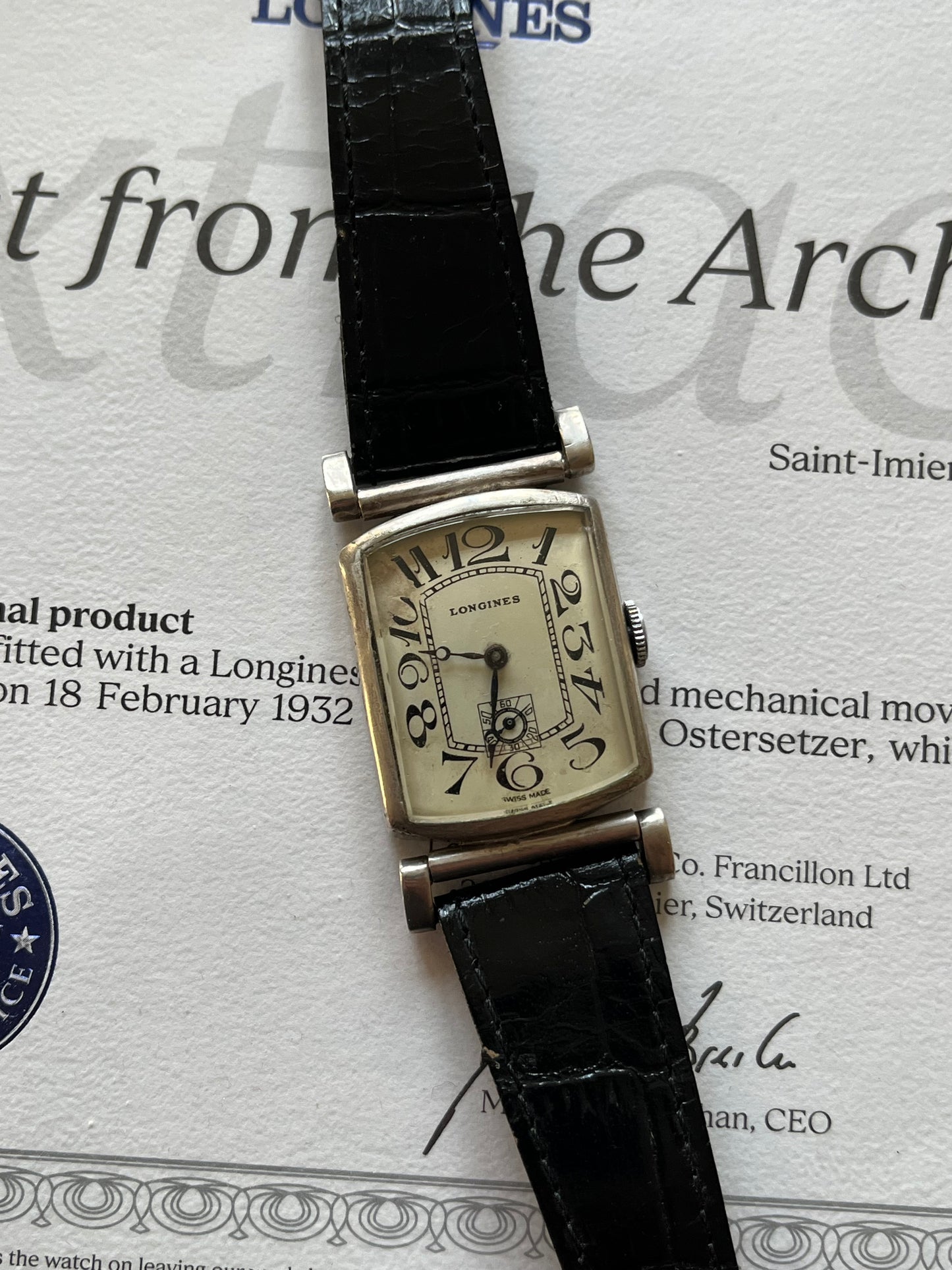 Longines Art Deco from 1932 (with Extract of Archive)