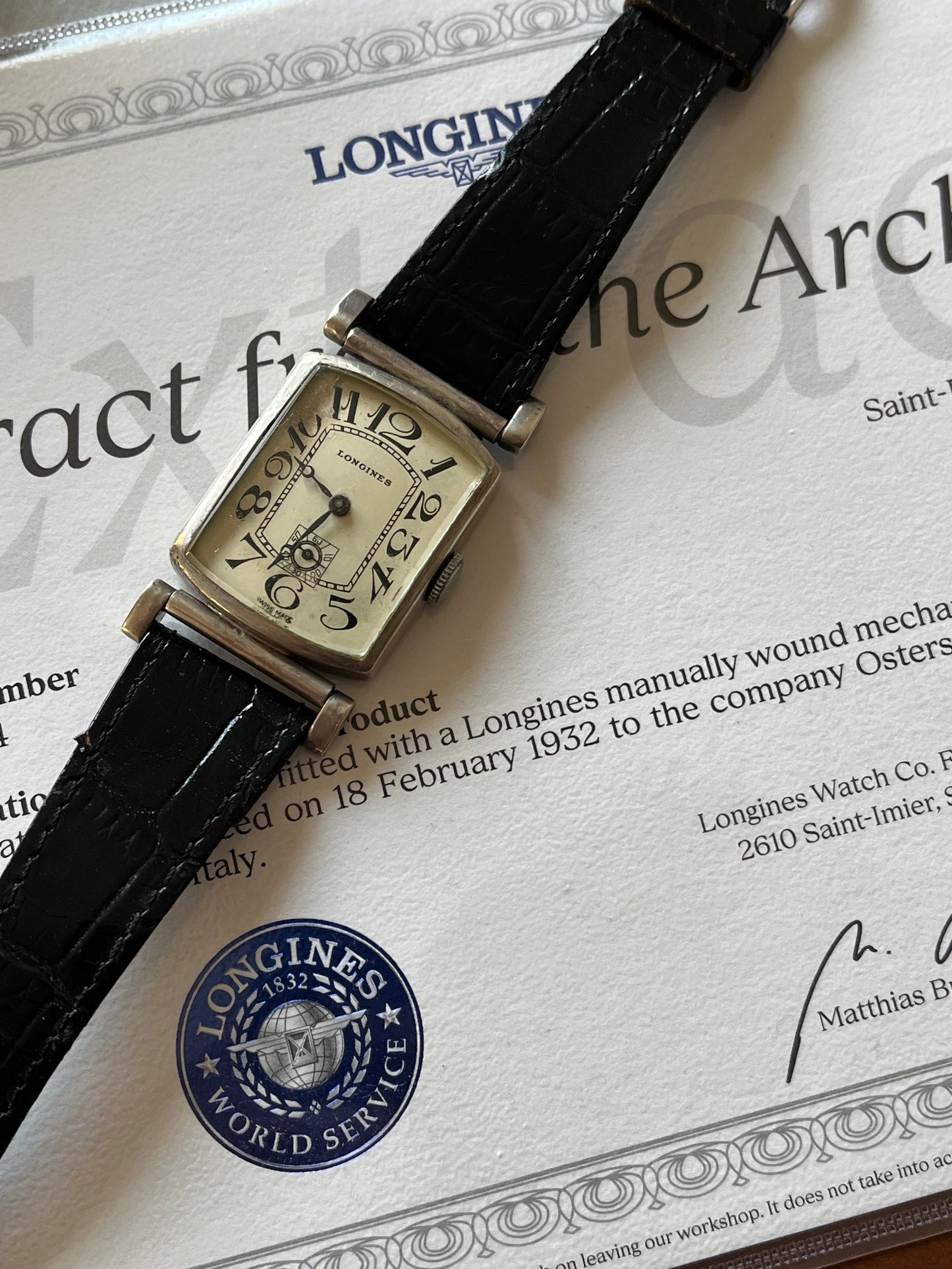 Longines Art Deco from 1932 (with Extract of Archive)