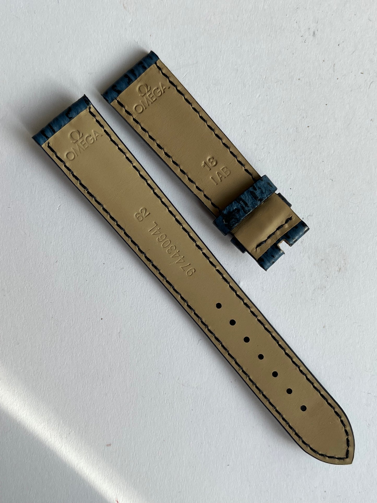 Omega Watch Strap 18mm Blue Shark Skin