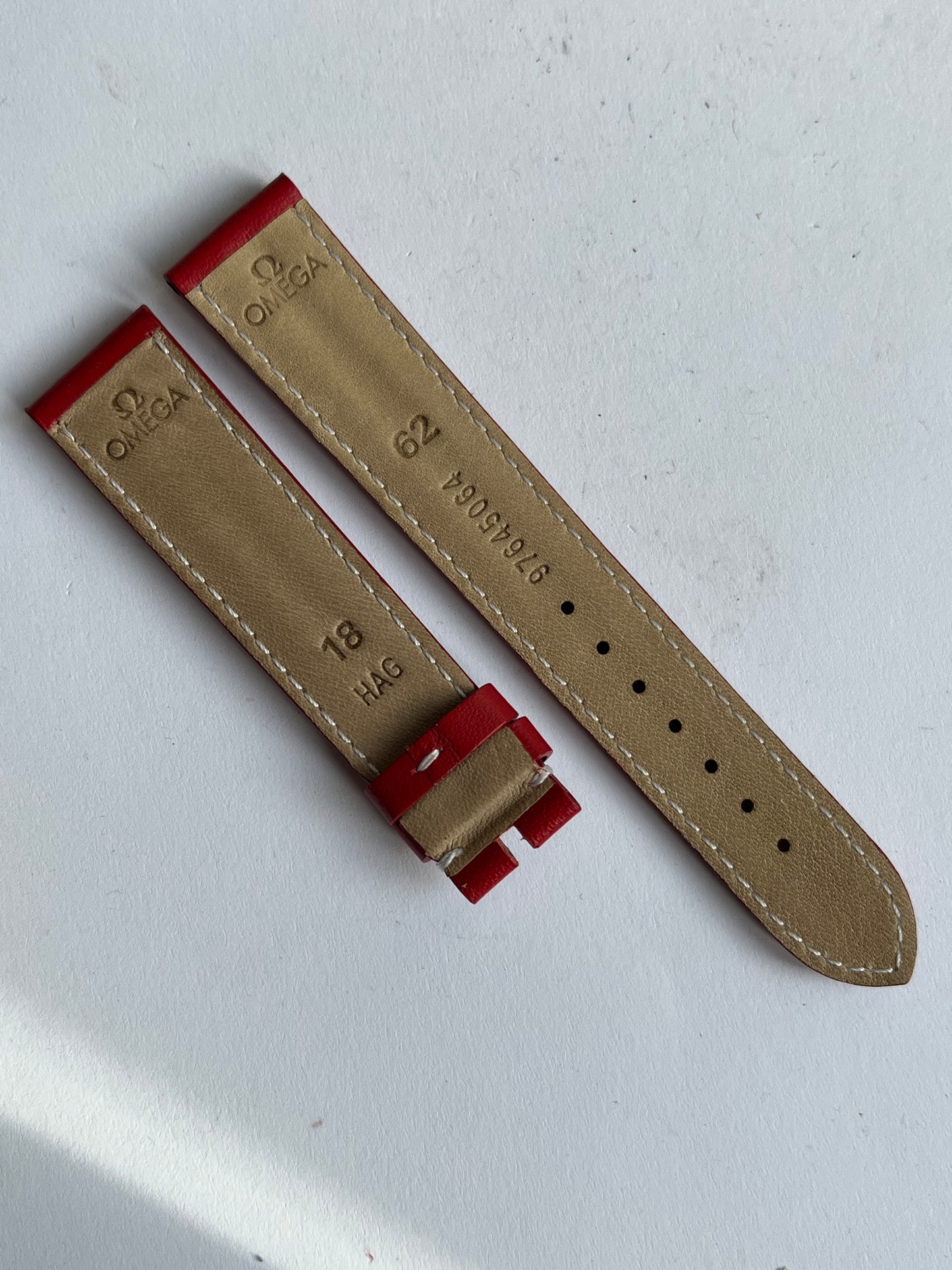Omega Watch Strap 18mm Red Calf Skin
